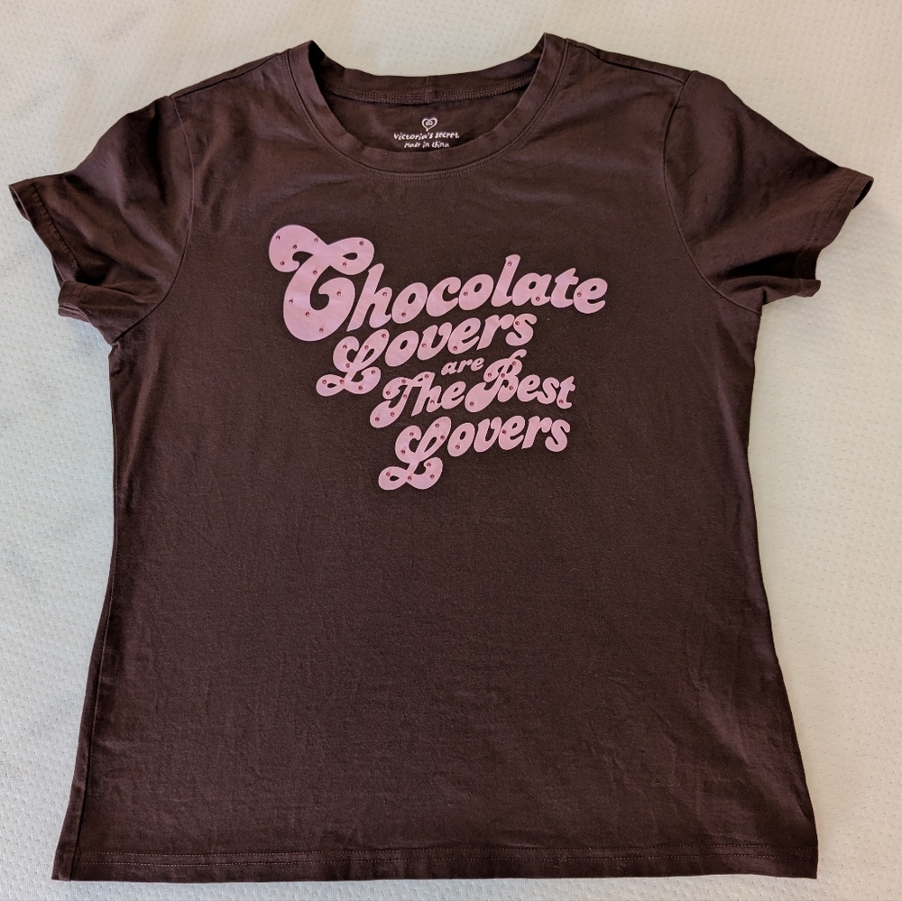 Victoria's Secret Brown Tee with Pink Text